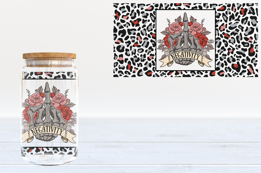 Skeleton Hand F Negativity UV DTF 16oz Cup Wrap #106 - IN STOCK