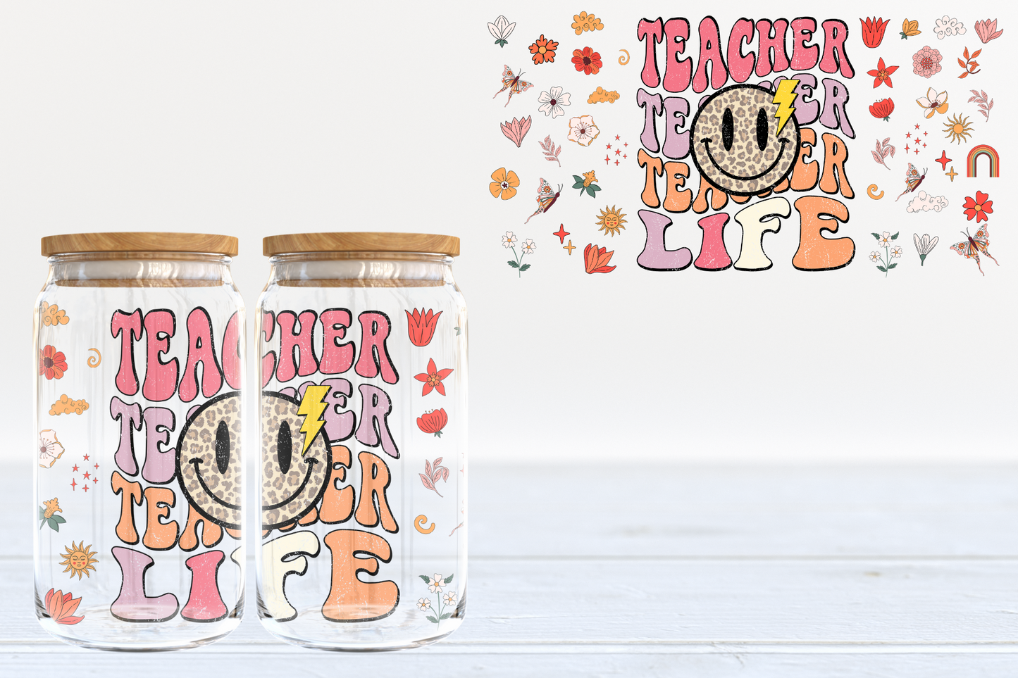 Teacher Life UV DTF 16oz Cup Wrap #154 - IN STOCK