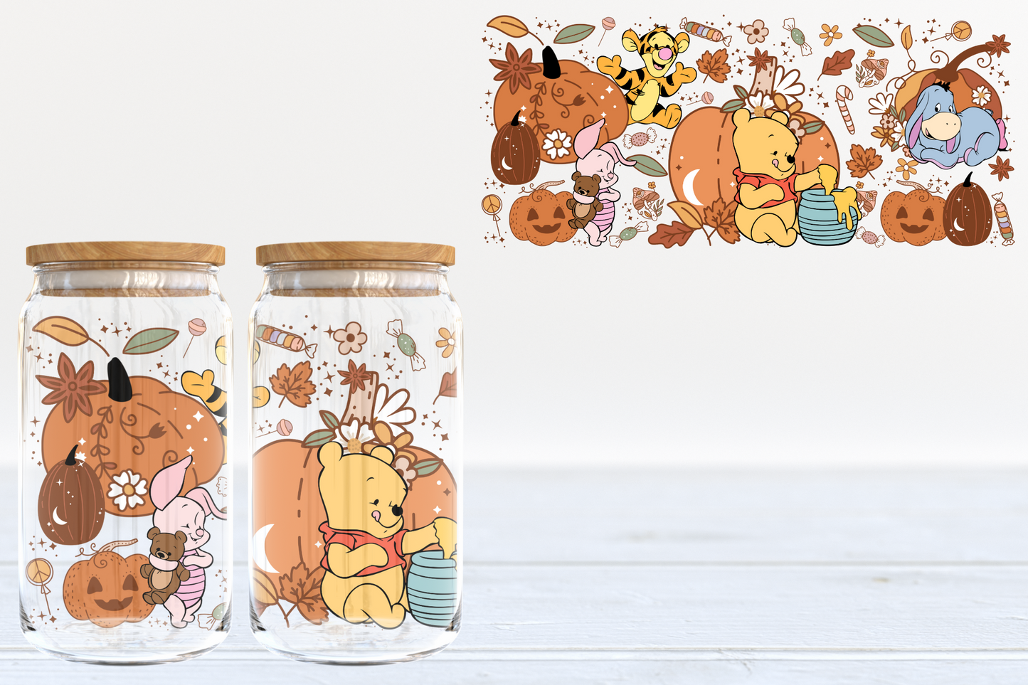 Fall Bear UV DTF 16oz Cup Wrap #160 - IN STOCK