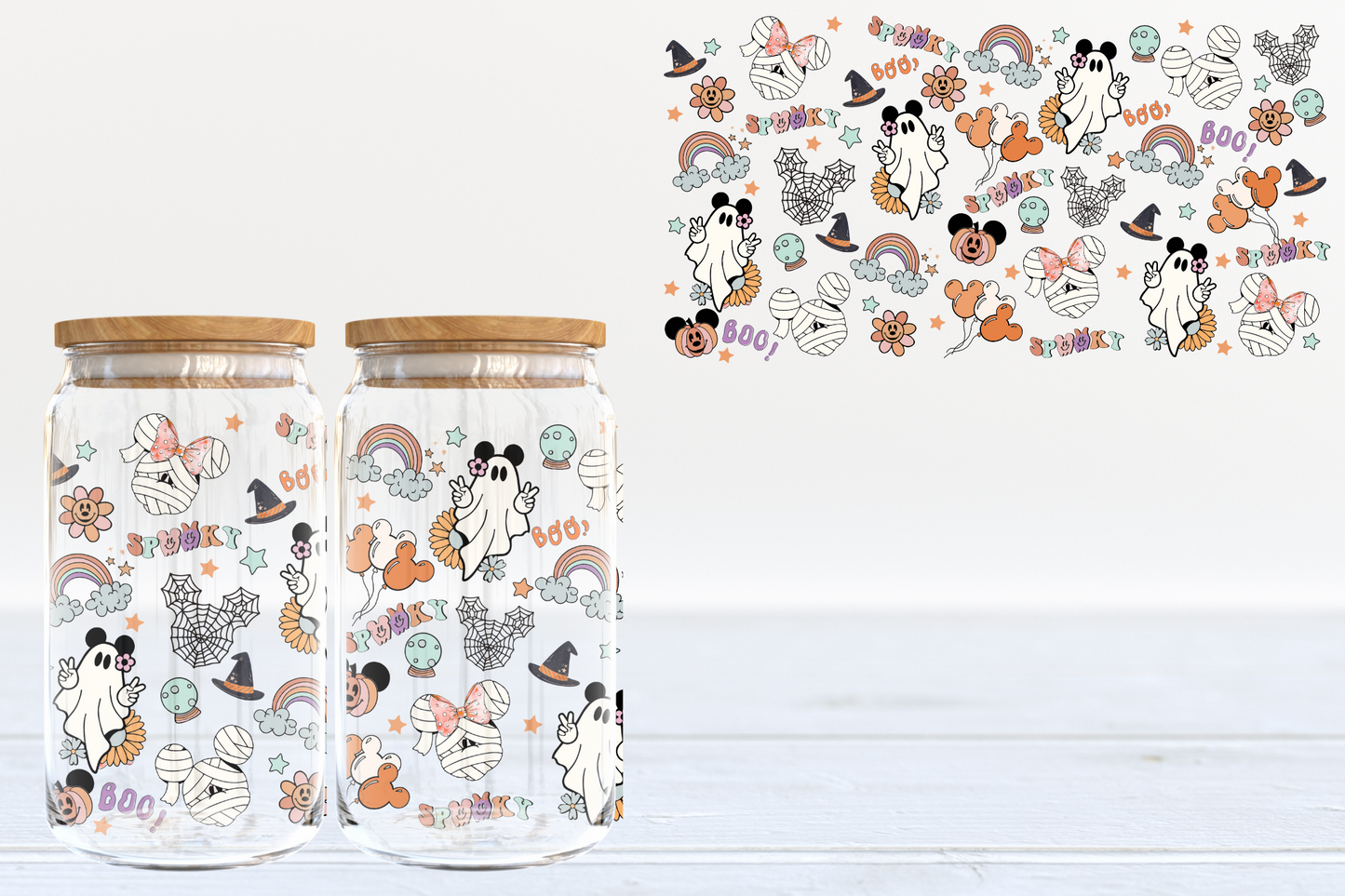 Spooky Collage UV DTF 16oz Cup Wrap #175 - IN STOCK