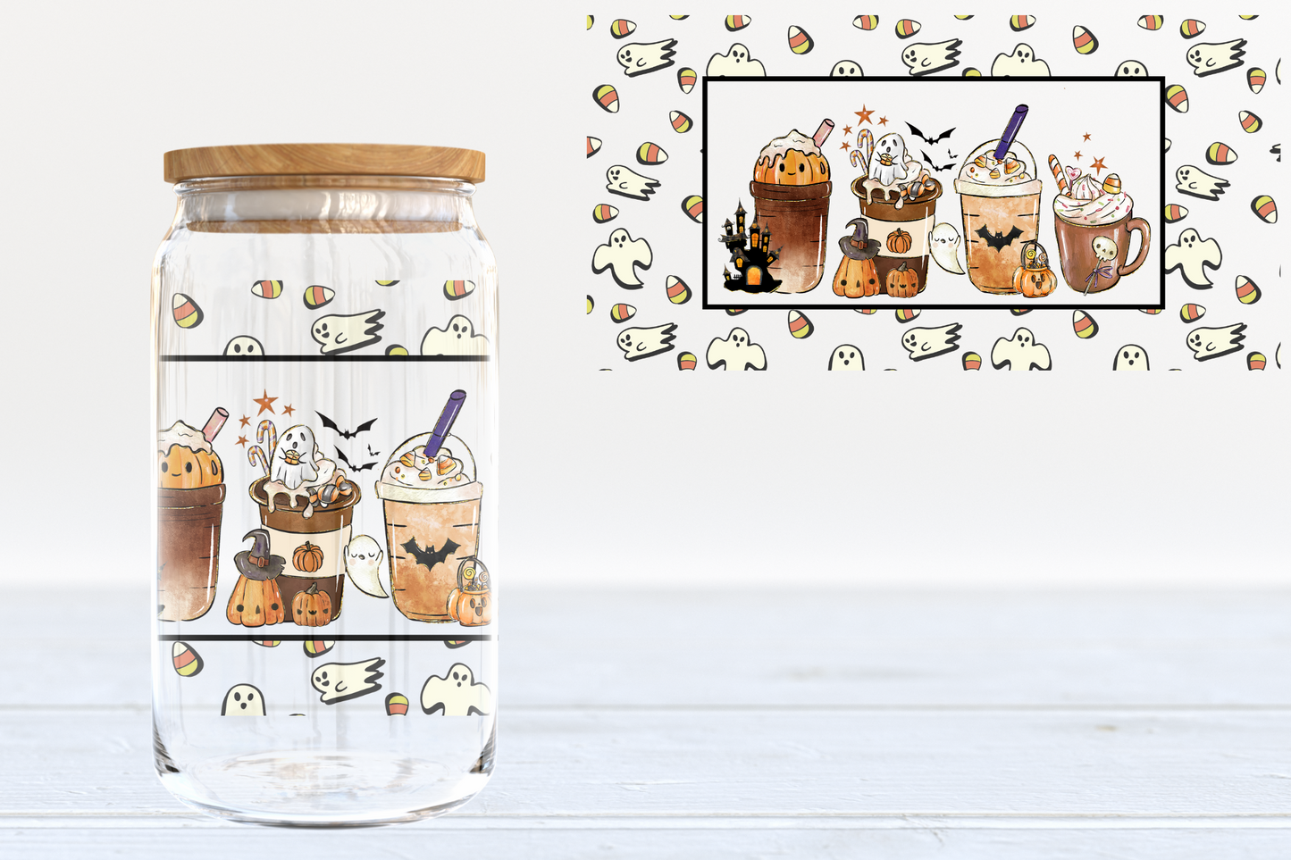 Fall Coffee UV DTF 16oz Cup Wrap #195 - IN STOCK