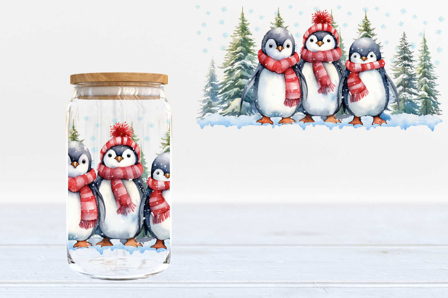 Penguin UV DTF 16oz Cup Wrap #277 - IN STOCK