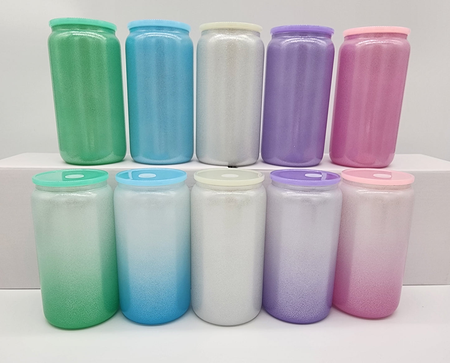 Glitter Sublimation 16oz Glass Libby Can - IN STOCK