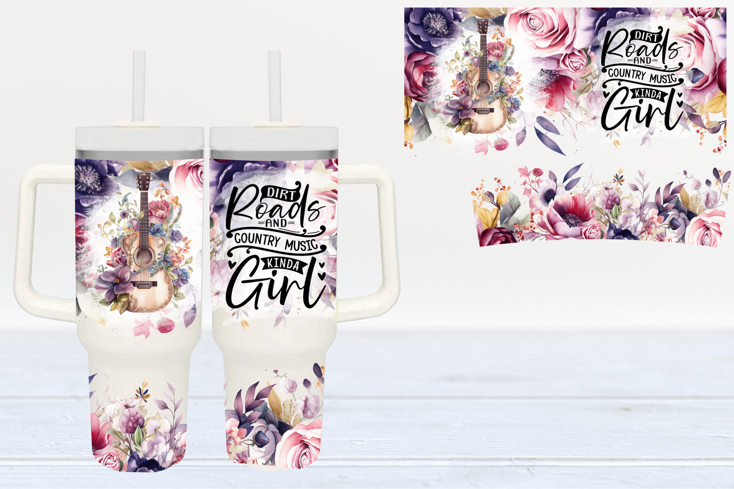 Dirt Roads & Country Music UV DTF 40oz Cup Wrap #40-22 - In Stock