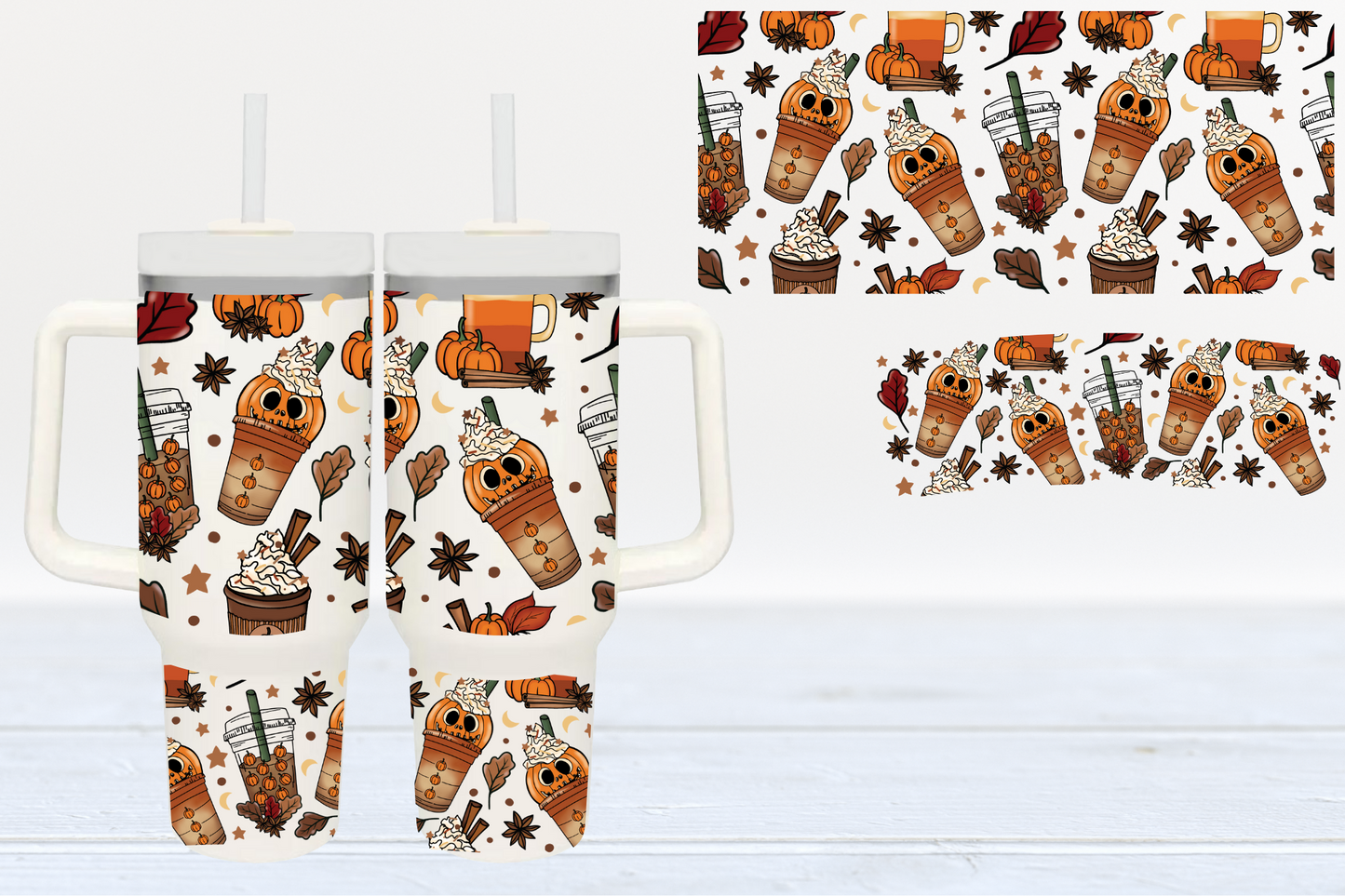 Fall Coffee UV DTF 40oz Cup Wrap #40-50 - In Stock