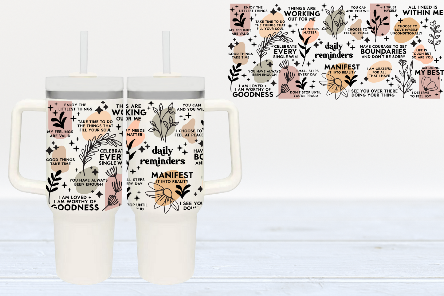 Positive Affirmations UV DTF 40oz Cup Wrap #40-78 - In Stock