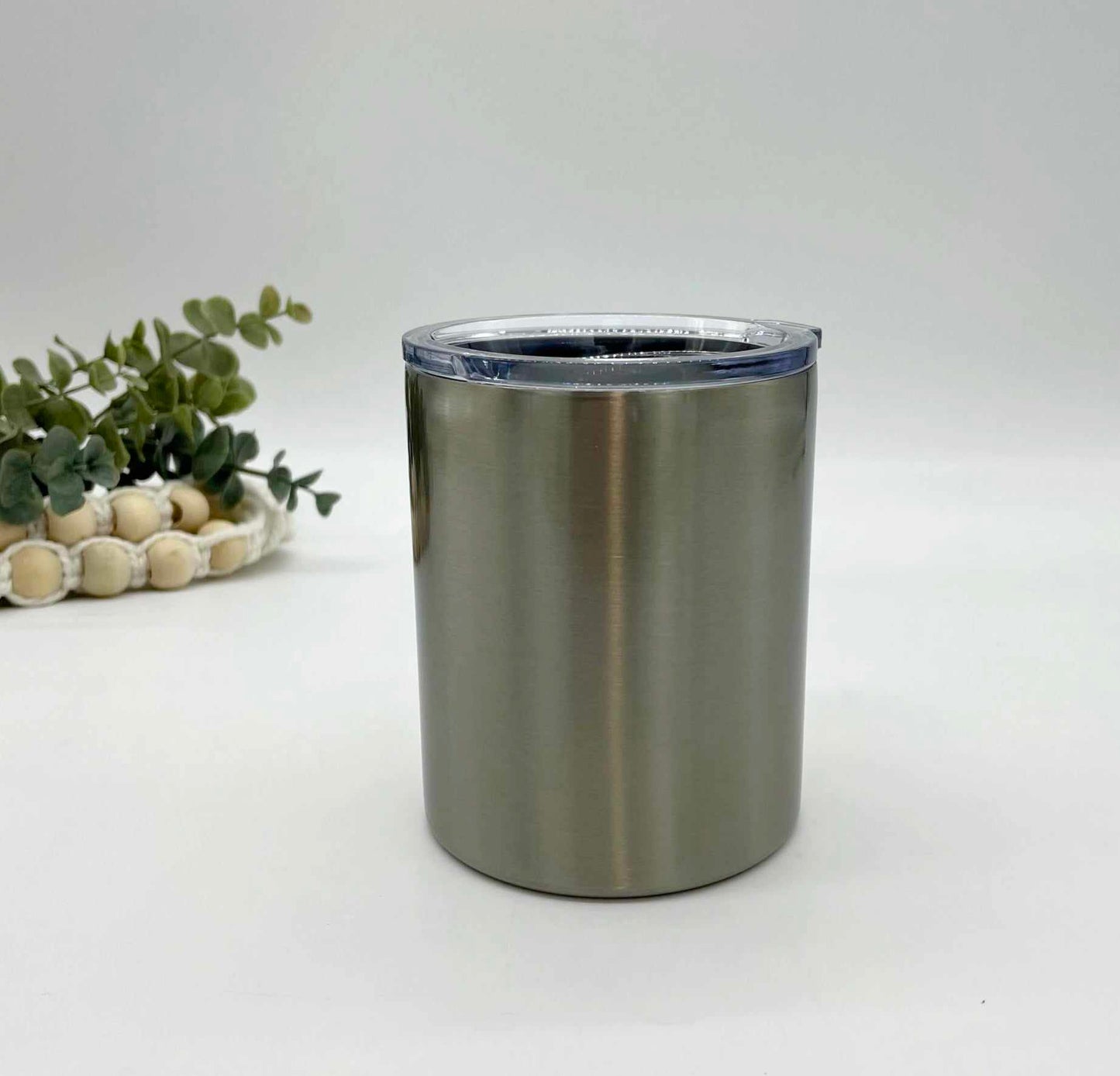 10oz White and Steel Sublimation Lowball Cup - In Stock