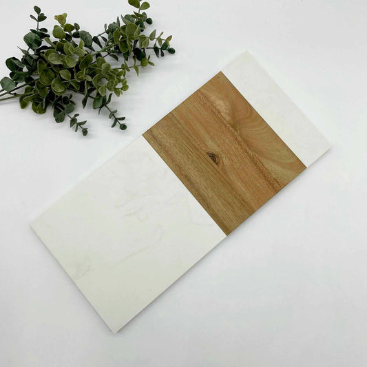 White Marble Acacia Wood Engravable Rectangle Cutting Board