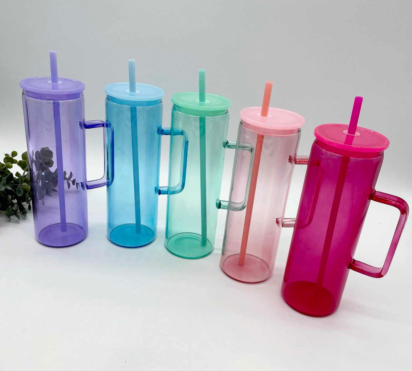 Glass Skinny Sublimation 20oz Mug with Handle