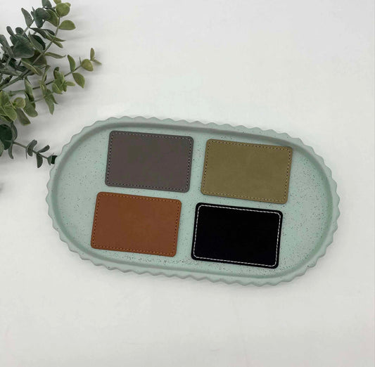 Stitched Leatherette Rectangle 3x2" Hat Patch for Engraving - 10 Colours