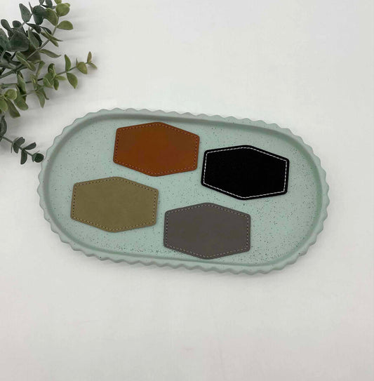 Stitched Leatherette Hexagon Hat Patch for Engraving - 10 Colours!