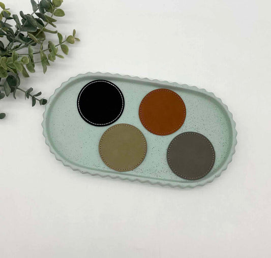 Stitched Leatherette Round Hat Patch for Engraving - 10 Colours!