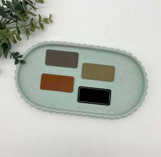 Stitched Leatherette Rectangle 2.5x1.25" Hat Patch for Engraving - 10 Colours!