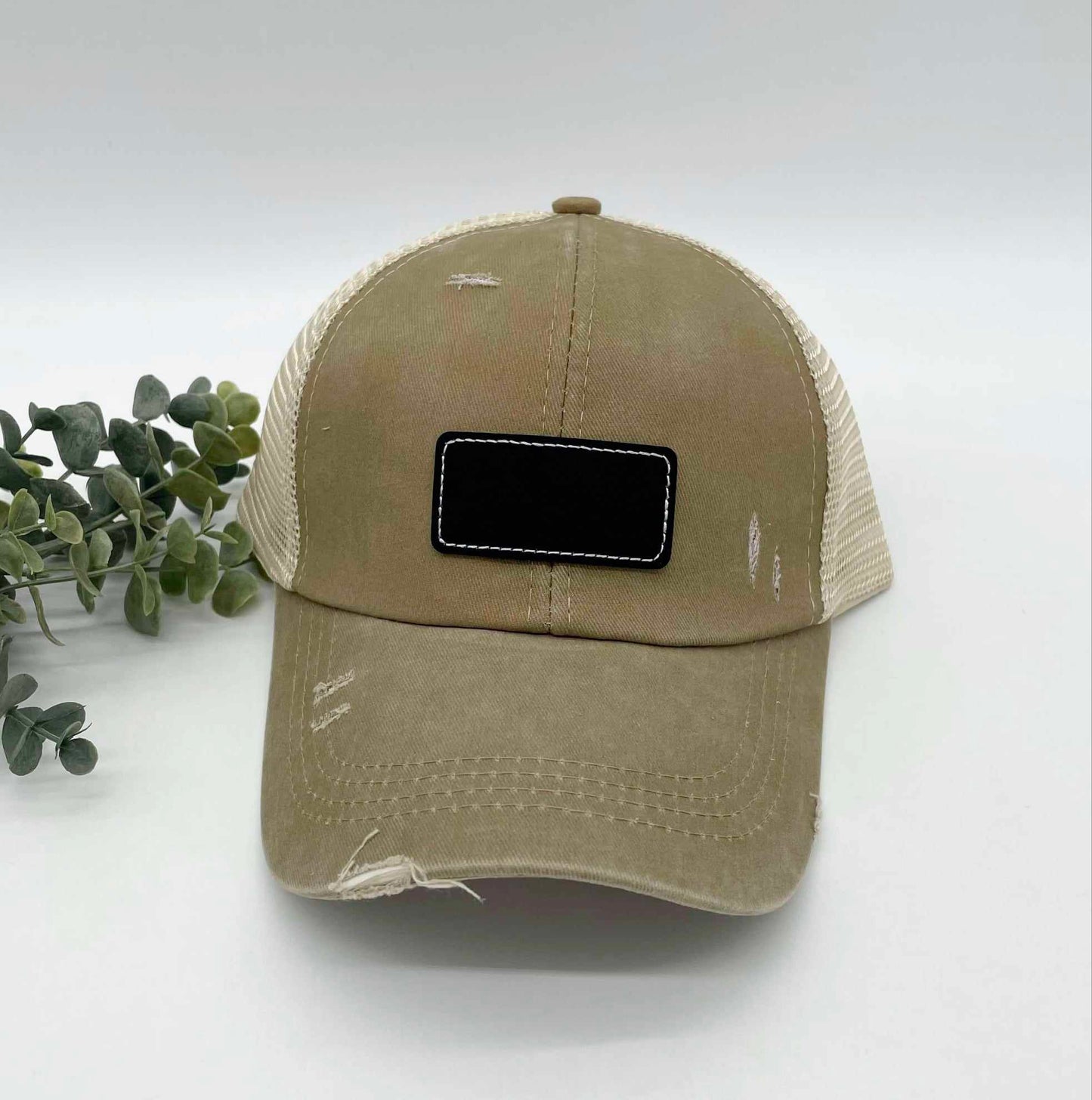 Stitched Leatherette Rectangle 2.5x1.25" Hat Patch for Engraving - 10 Colours!