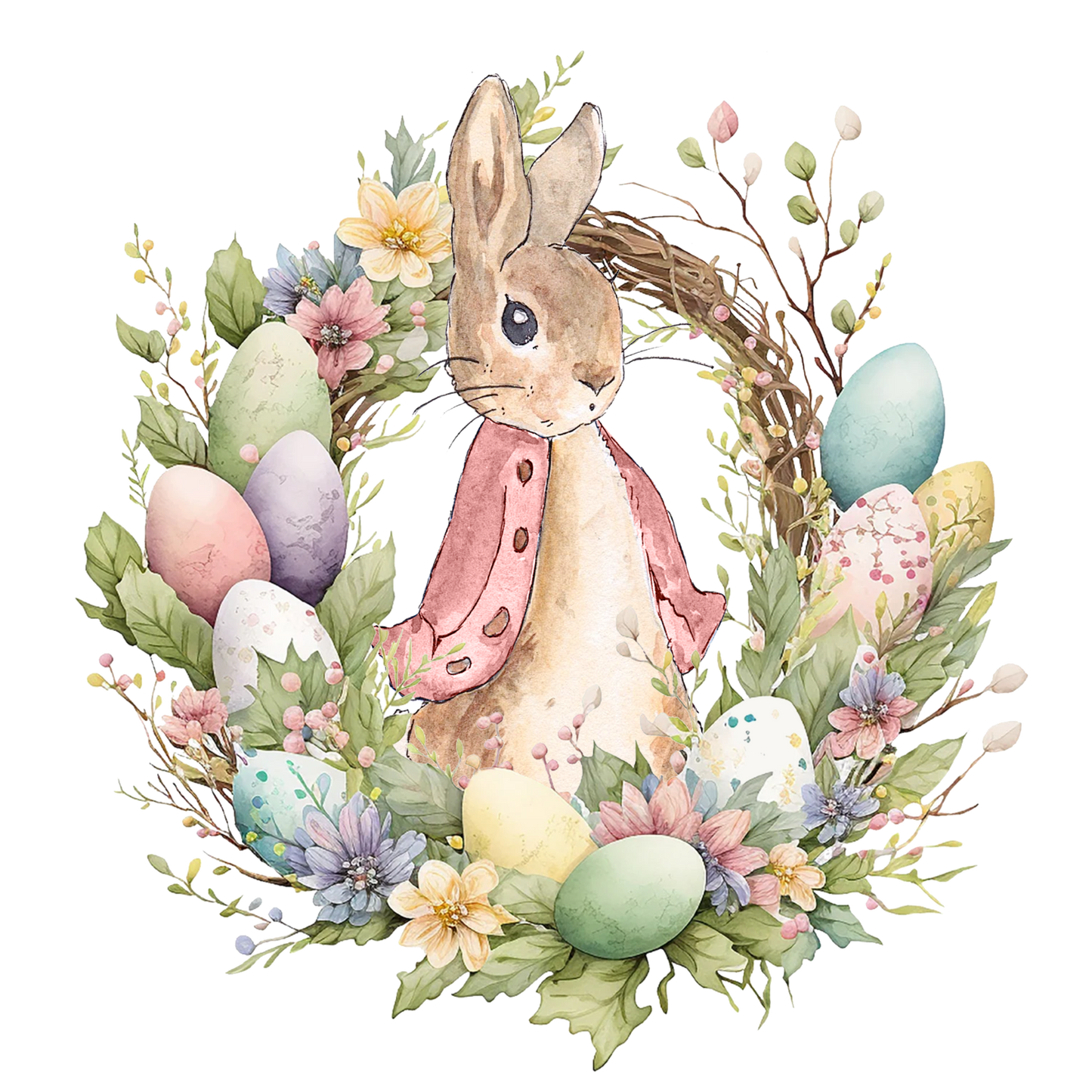 Pink Bunny Wreath UV DTF #455