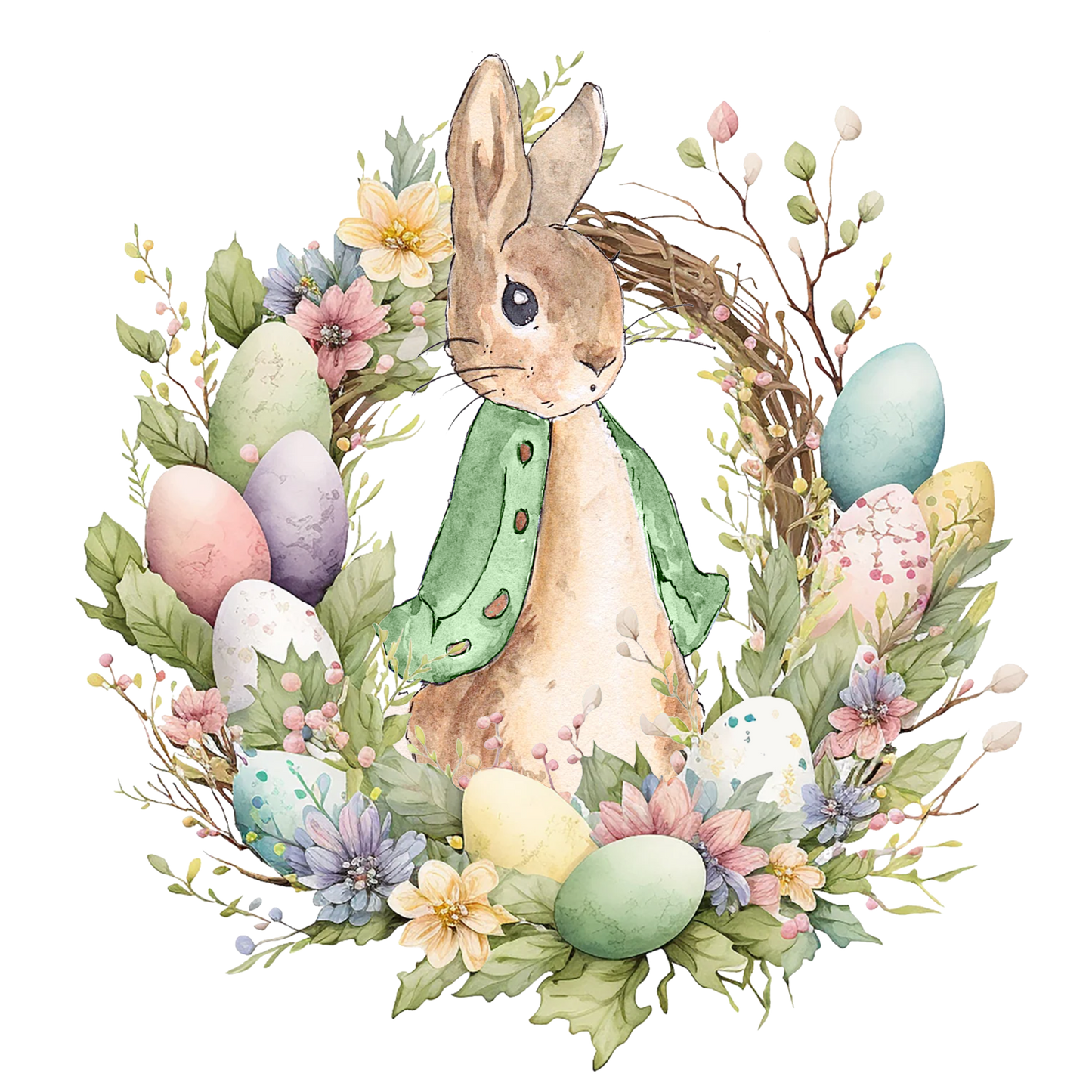 Green Bunny Wreath UV DTF #456