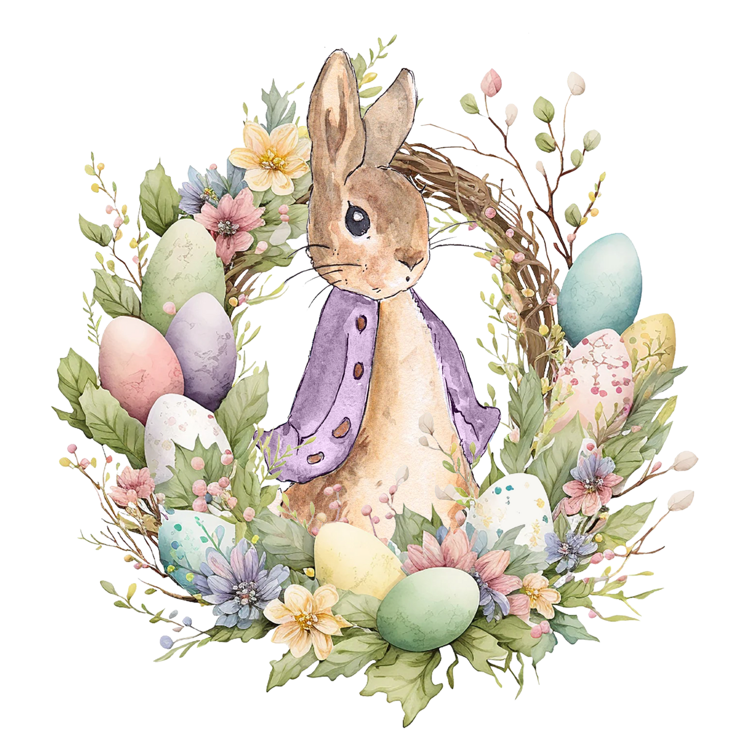 Purple Bunny Wreath UV DTF #457