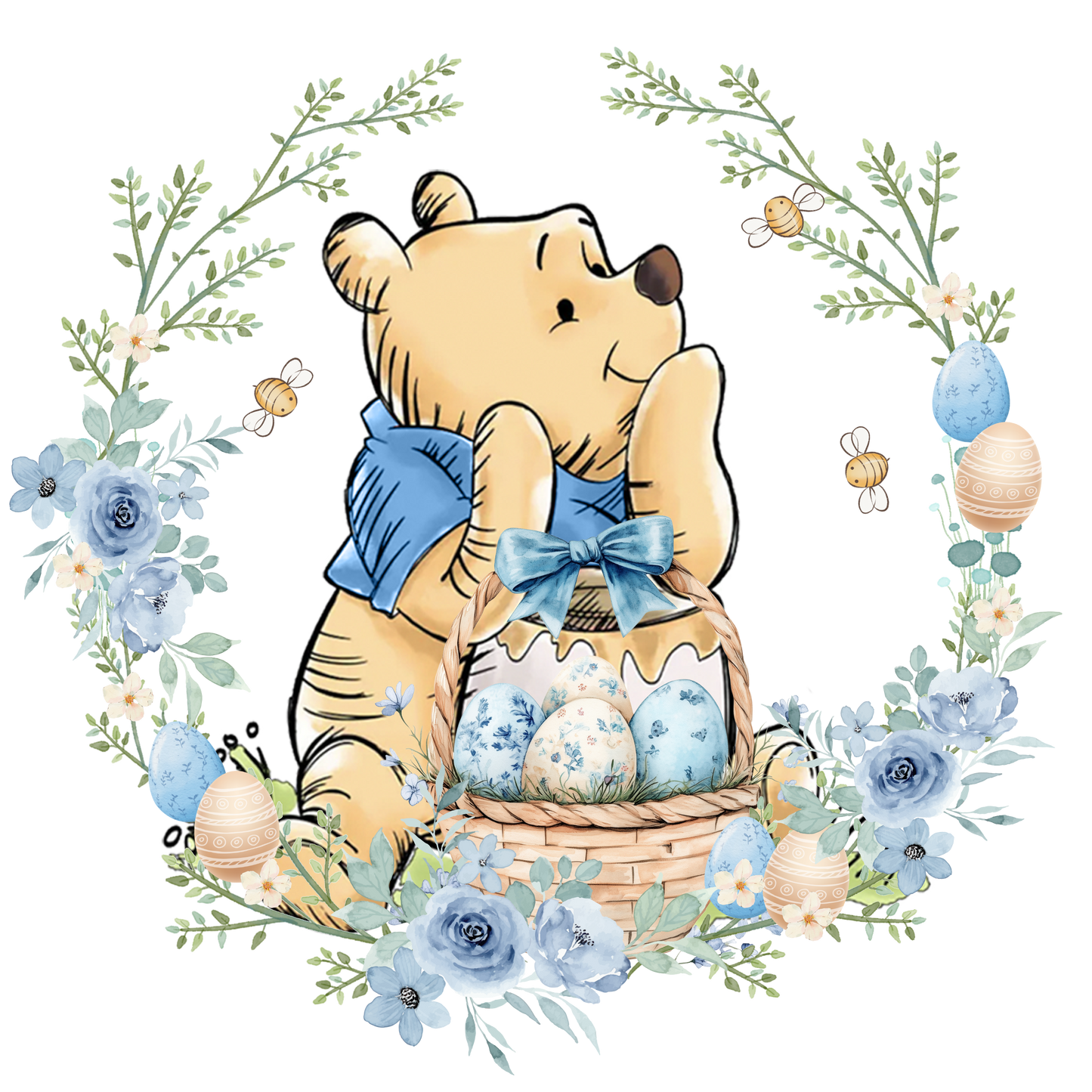 Blue Bear Wreath UV DTF #477