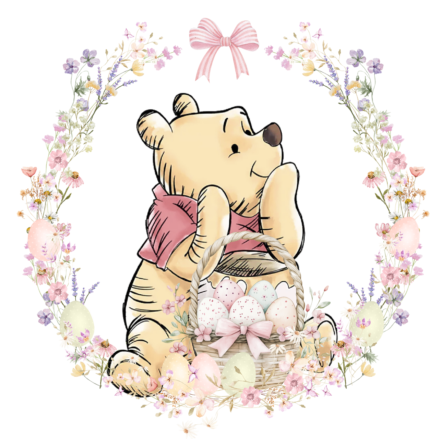 Pink Bear Wreath UV DTF #478