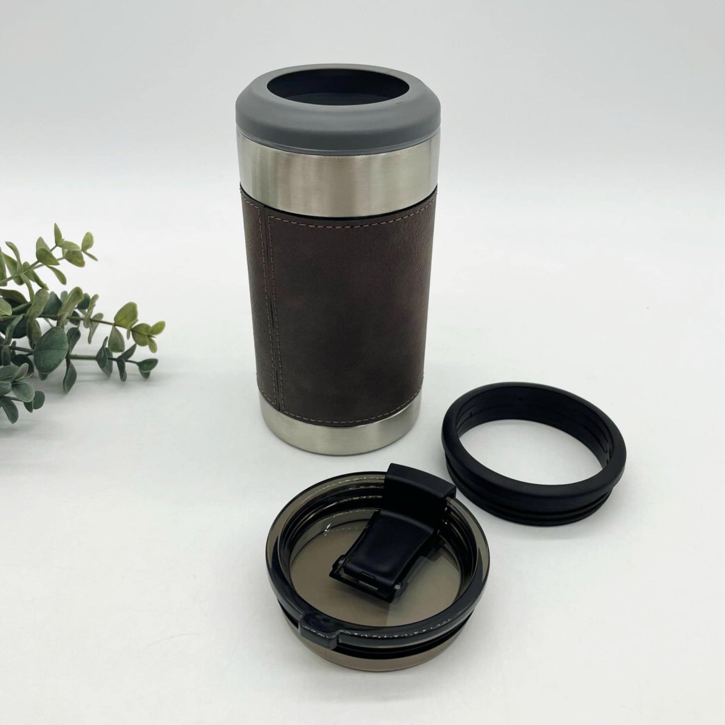 Leather Wrapped Engravable 4in1 Can Coolers