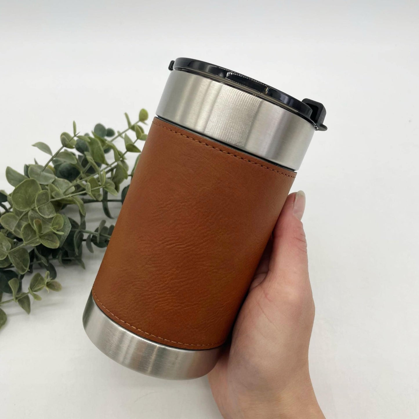 Leather Wrapped Engravable 4in1 Can Coolers