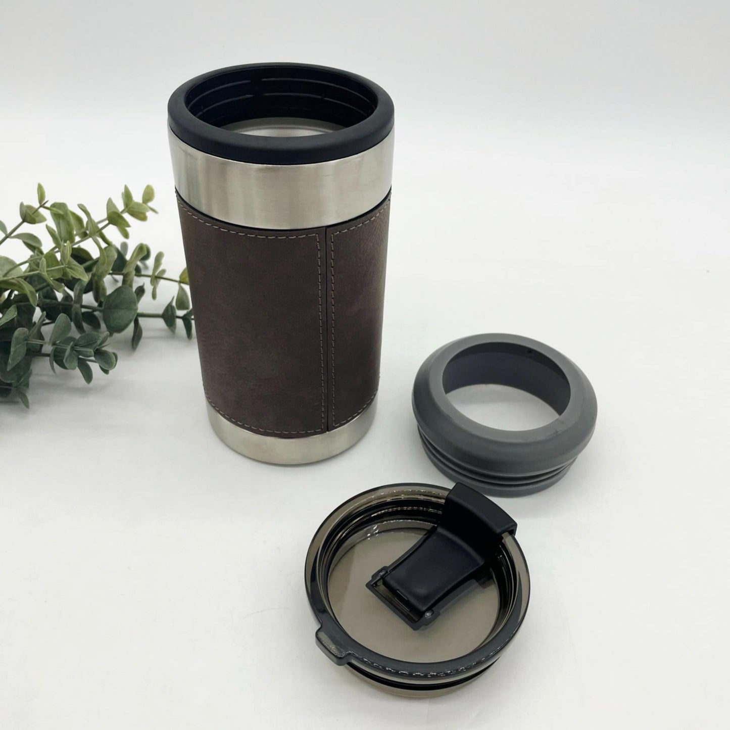 Leather Wrapped Engravable 4in1 Can Coolers