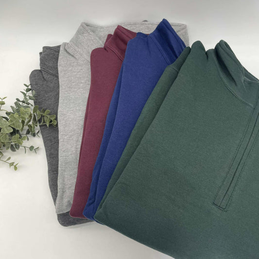 60/40 Cotton Poly Blend 1/4 Zip Crews with Side Pockets