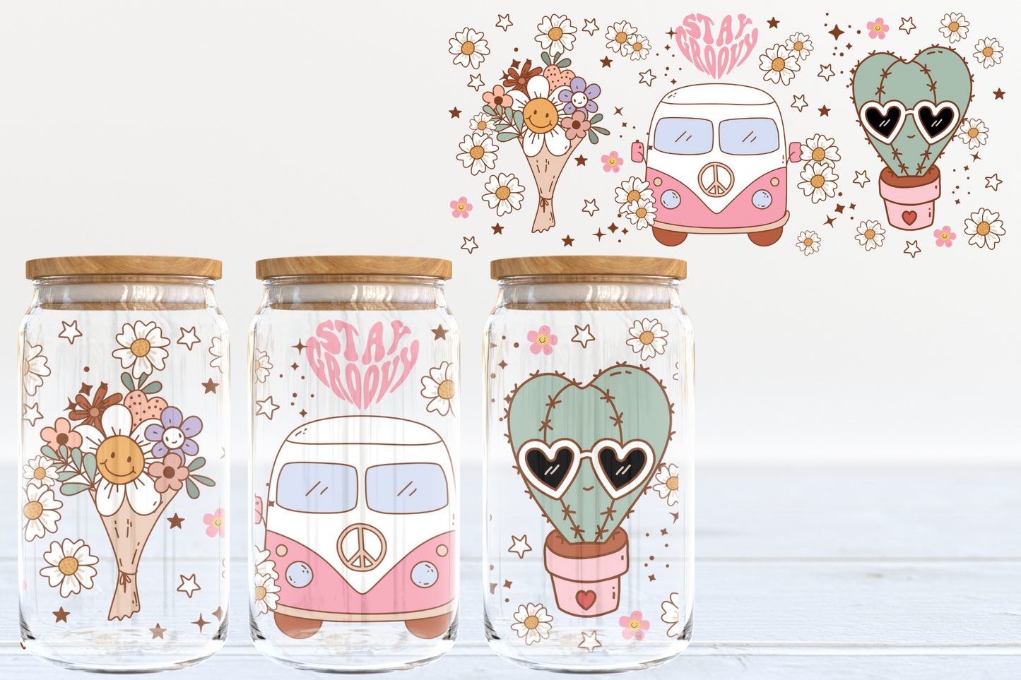 Groovy UV DTF 16oz Cup Wrap #78 - IN STOCK