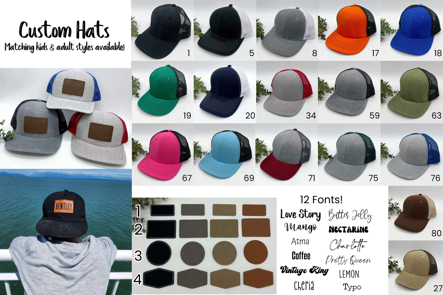 Custom Trucker Hat with Names or LOGOs - Kids & Adult