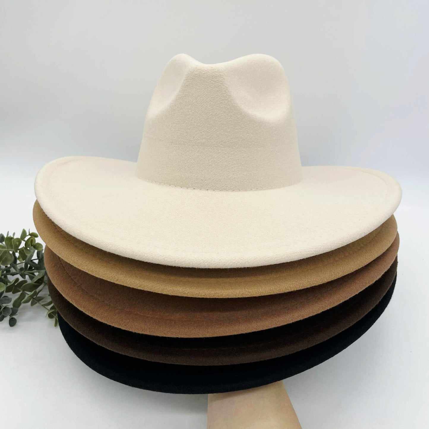 Flat Wide Brim Fedora Style Hat