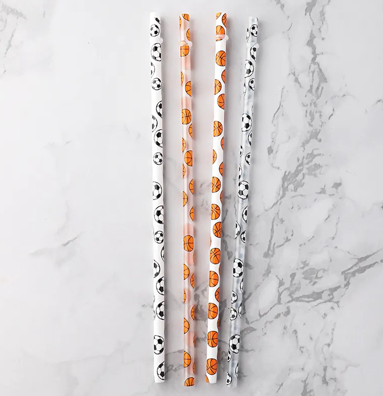 Sports Theme Straws
