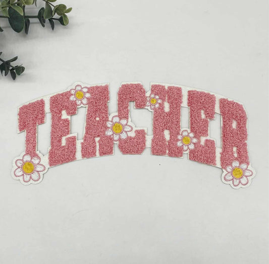 Teacher Pink Chenille Patch