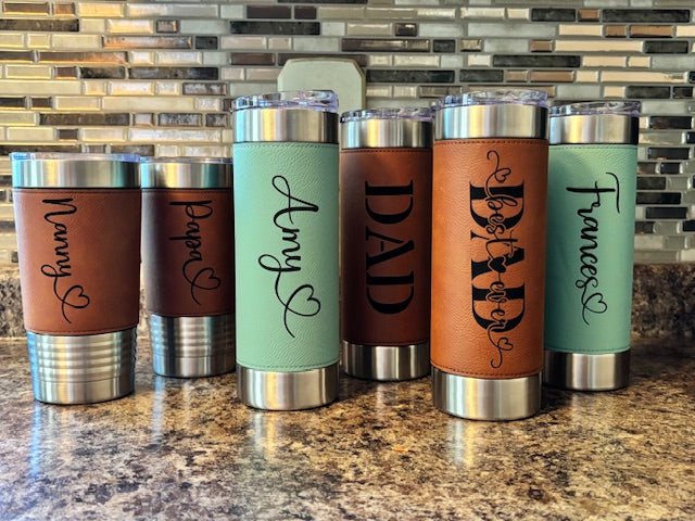 Leather Wrapped Engravable 20oz Skinny