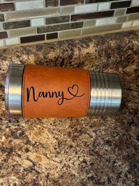 Leather Wrapped Engravable Tumbler 20oz Car Tumbler