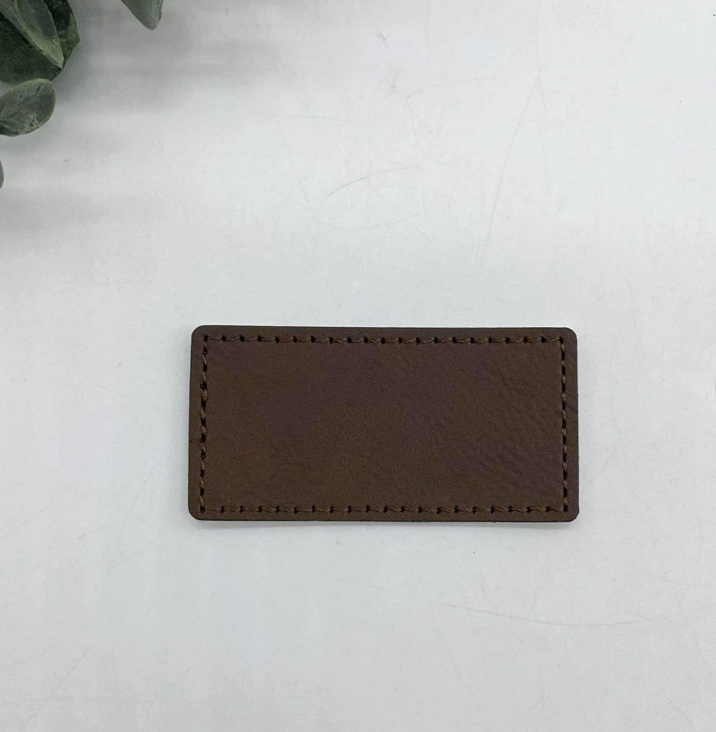 Stitched Leatherette Rectangle 2.5x1.25" Hat Patch for Engraving - 10 Colours!