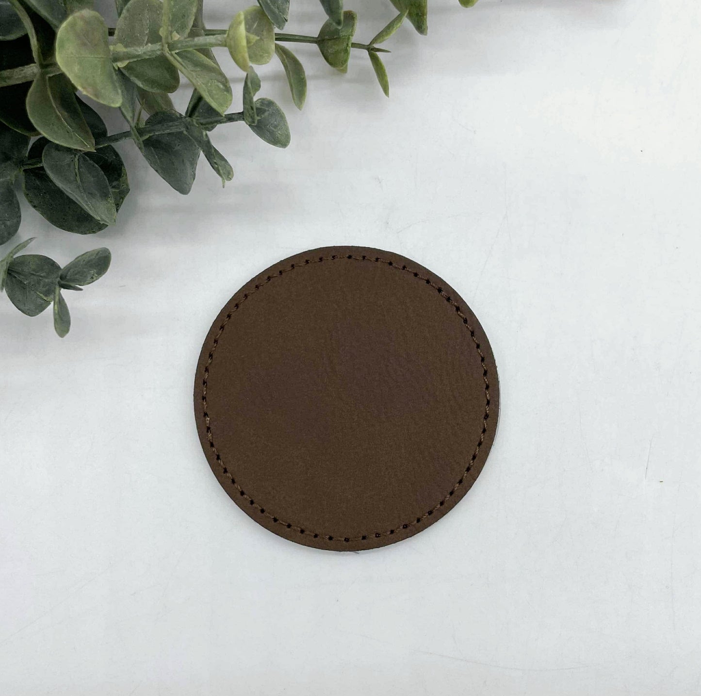 Stitched Leatherette Round Hat Patch for Engraving - 10 Colours!