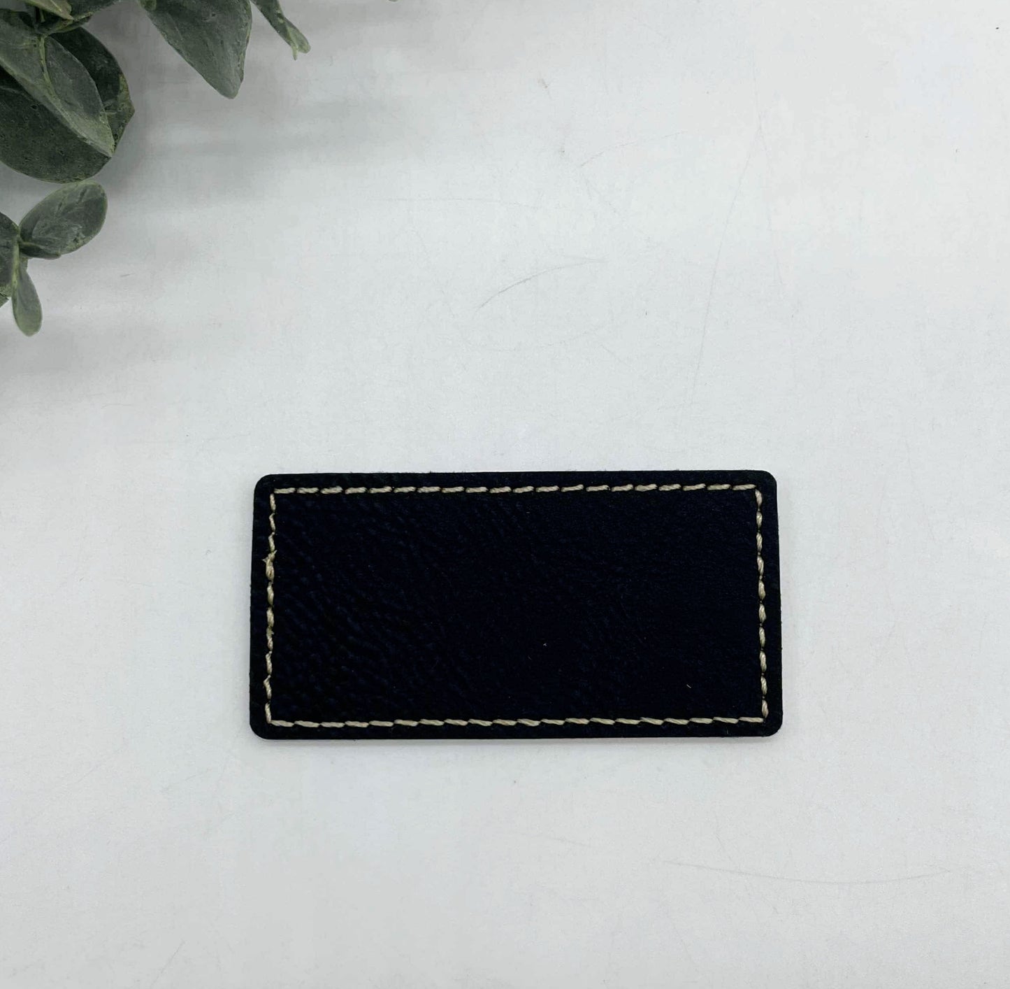 Stitched Leatherette Rectangle 2.5x1.25" Hat Patch for Engraving - 10 Colours!