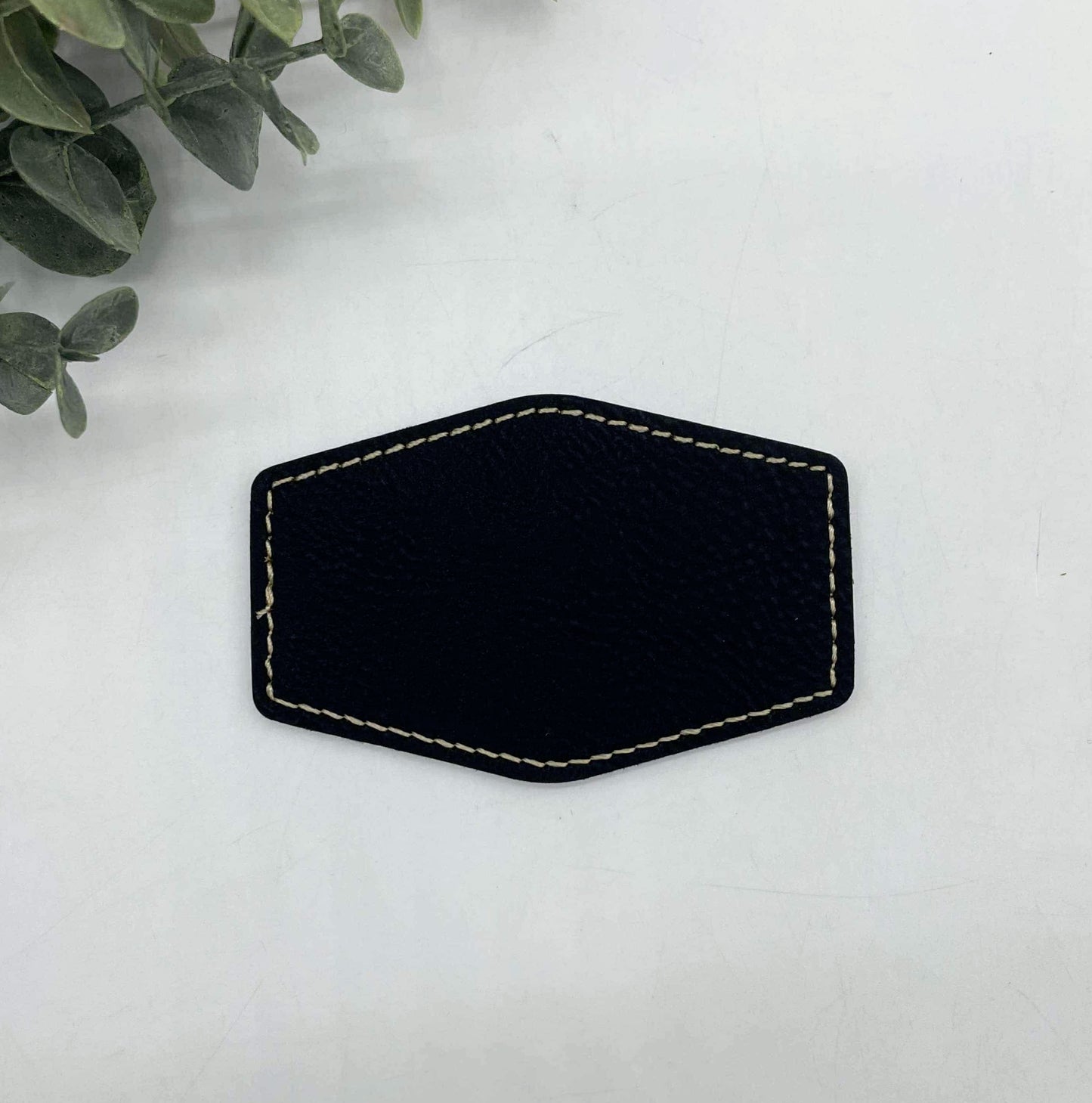 Stitched Leatherette Hexagon Hat Patch for Engraving - 10 Colours!