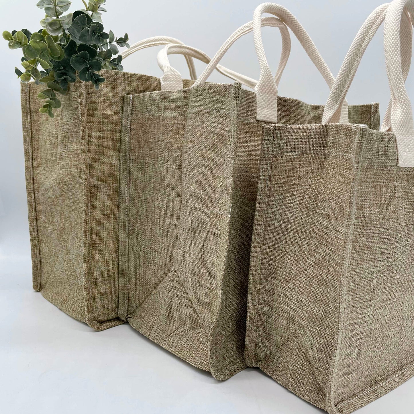 Linen Burlap Tote Bag with Gusset for Sublimation - Large