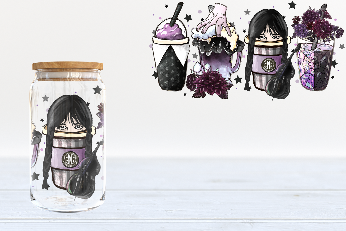 Wednesday UV DTF 16oz Cup Wrap #88 - IN STOCK