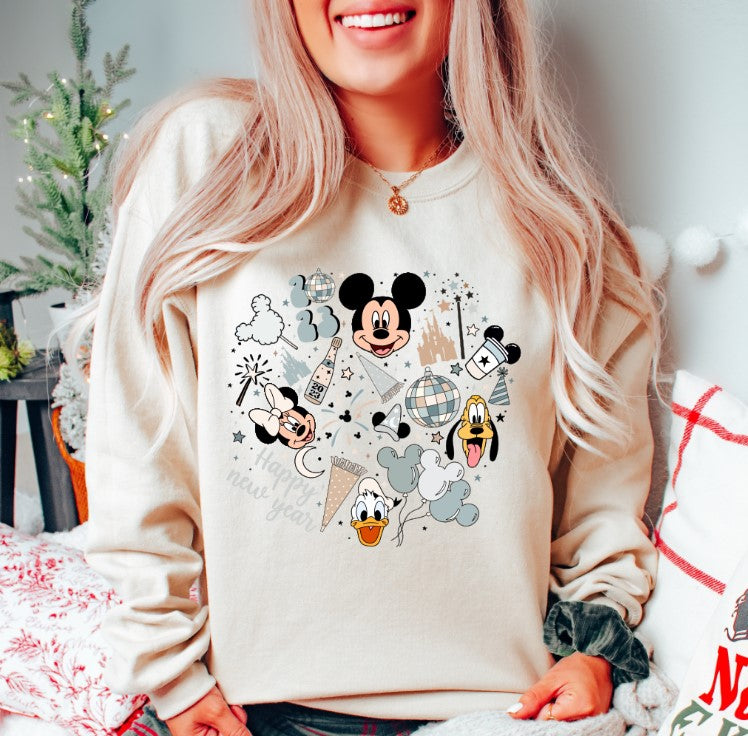 Happy Near Year Pink & Blue DTF Transfer - 607