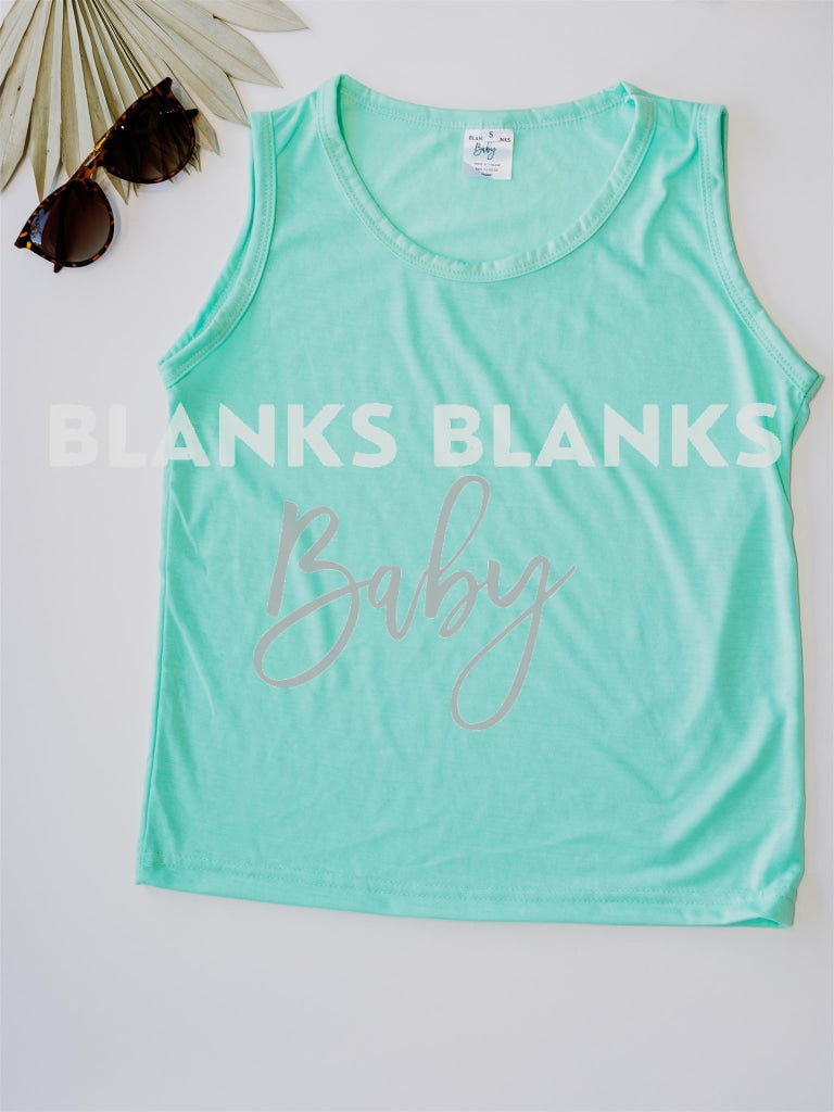 100% Polyester Youth Muscle Tanks - In Stock Mint / Small
