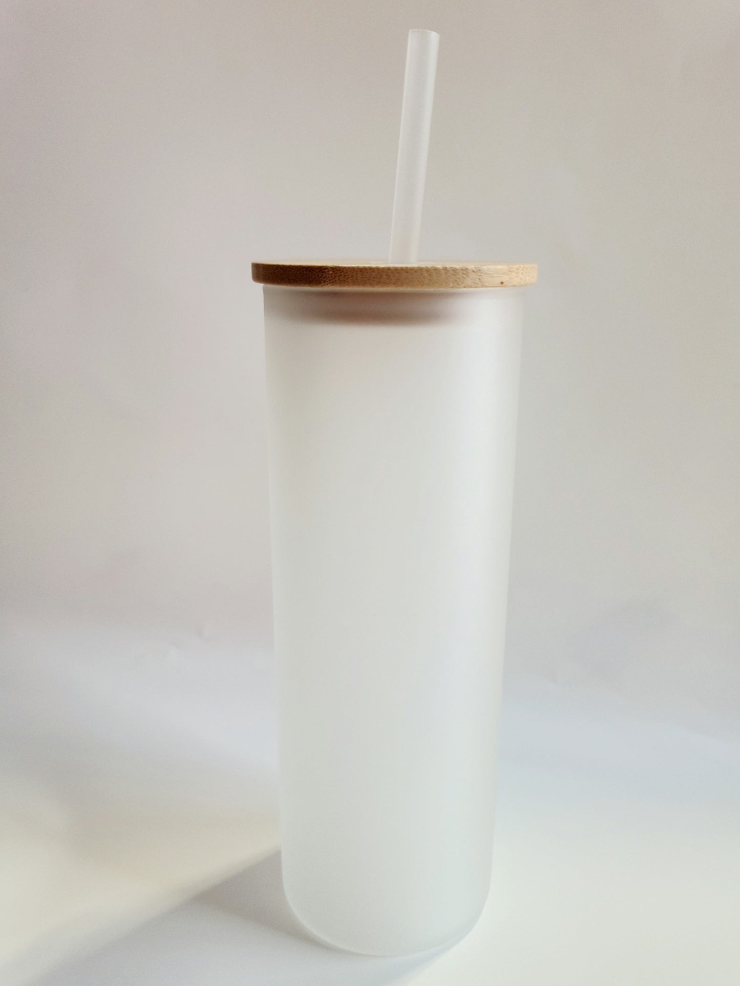 25oz Clear and Frosted Glass Bamboo tumbler for Sublimation