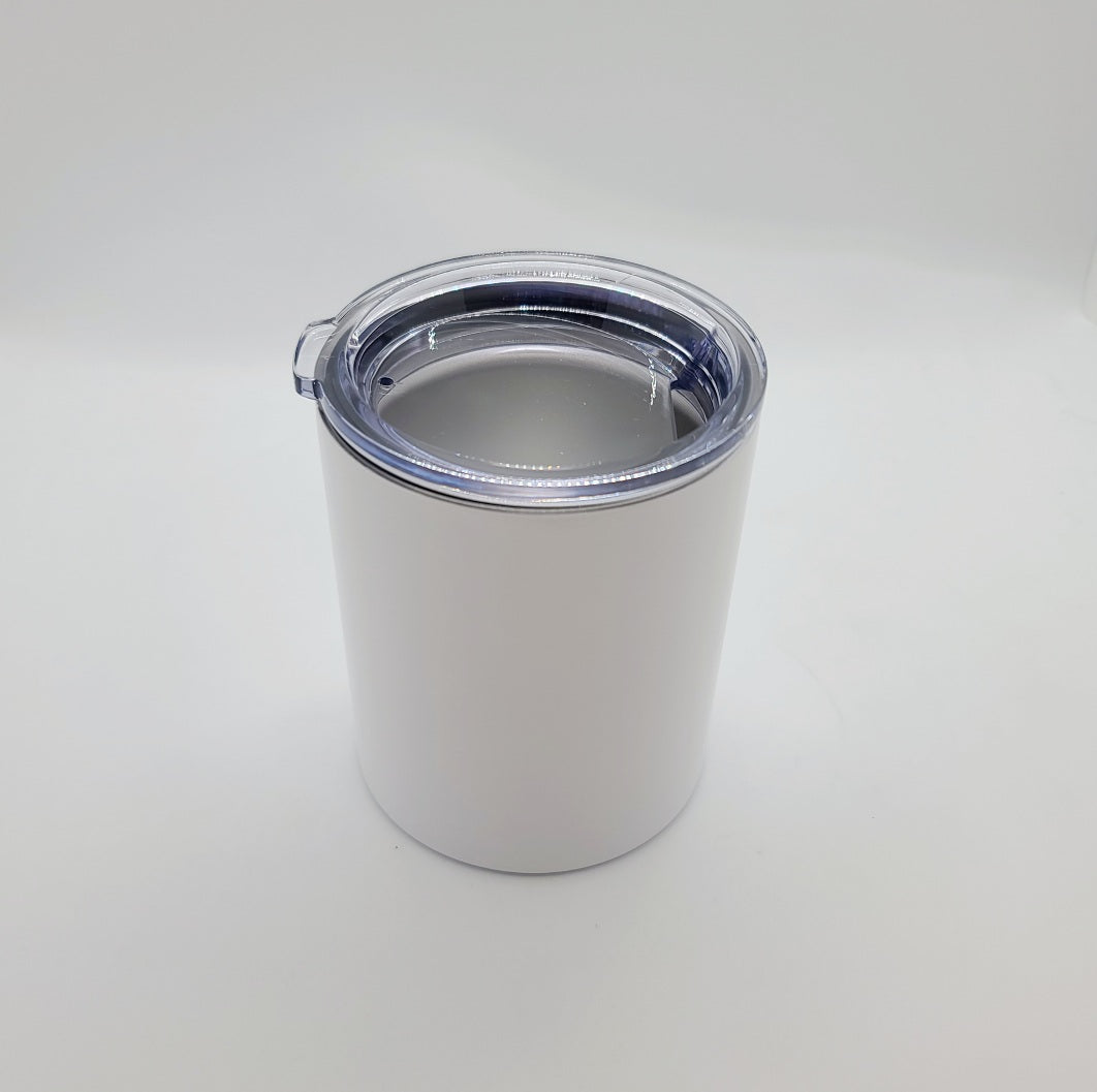 10oz White and Steel Sublimation Lowball Cup - In Stock