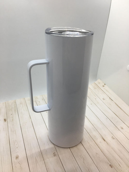 20oz Handle "Skinny" Straight Sublimation Tumbler - in stock