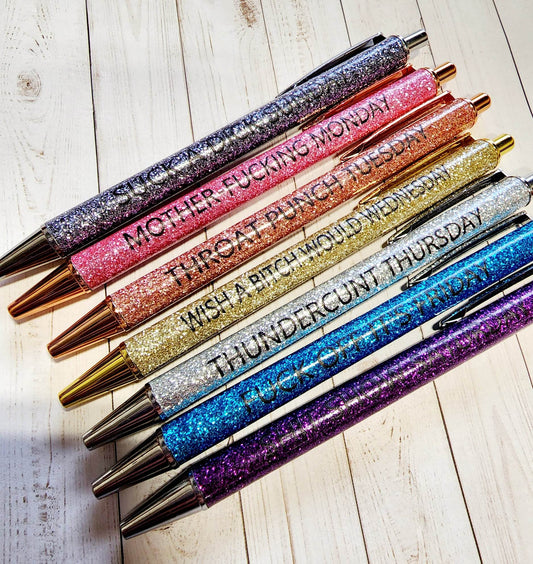 Vulgar Glitter Weekday Pens - Pack of 7
