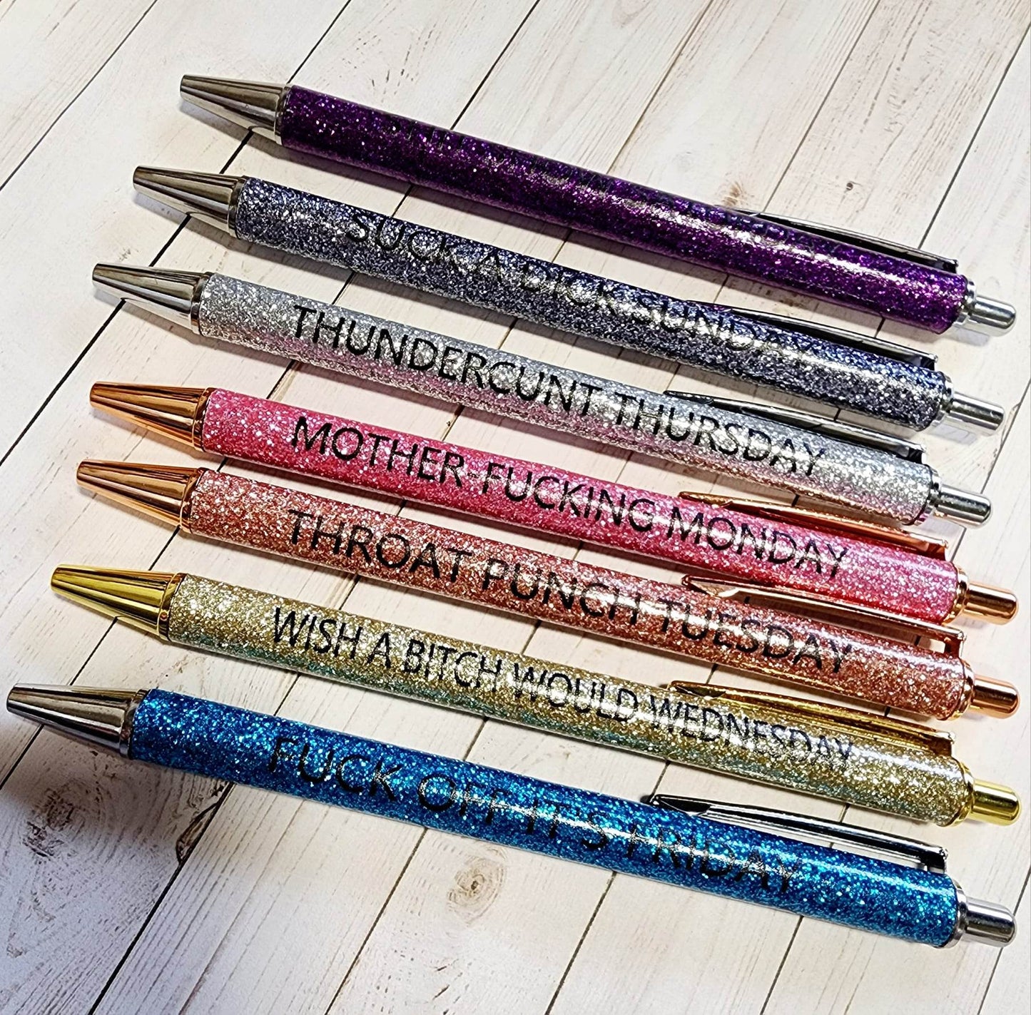 Vulgar Glitter Weekday Pens - Pack of 7