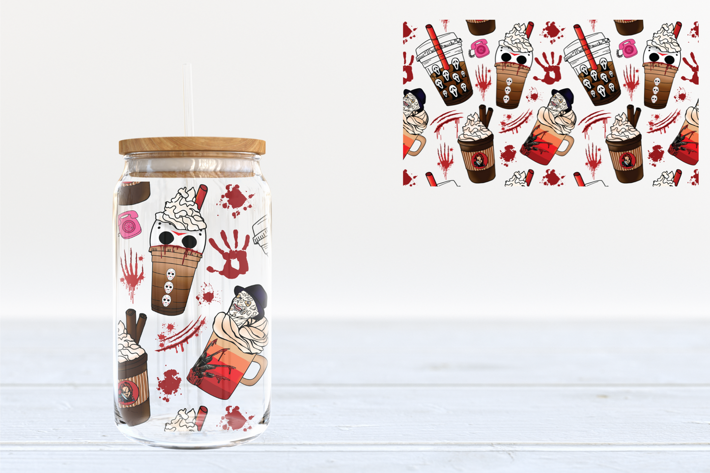 Horror UV DTF 16oz Cup Wrap #32 - IN STOCK