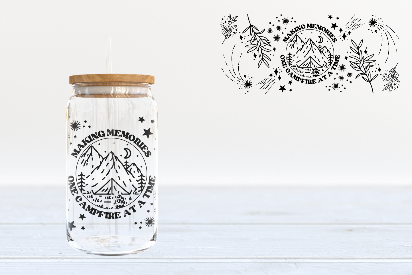 Memories Camping UV DTF 16oz Cup Wrap #130 - IN STOCK