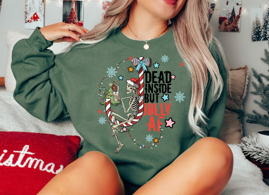 Dead Inside But Jolly AF Skully DTF Transfer - 653